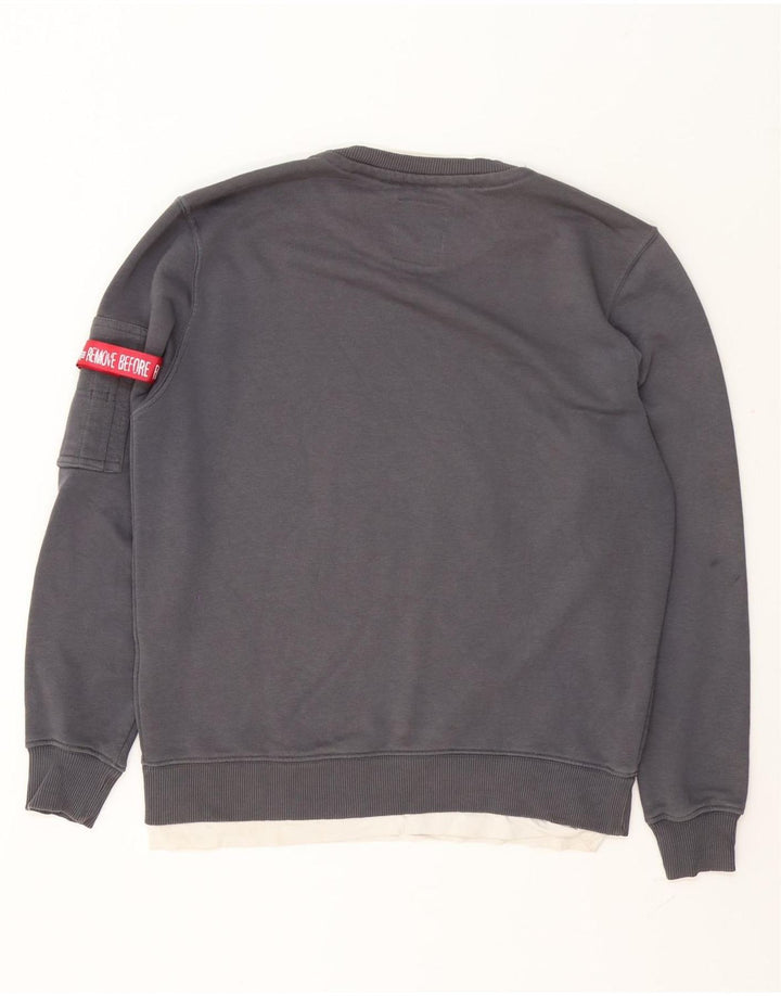 Alpha Industries Sweat-shirt graphique pour homme Petit gris Coton