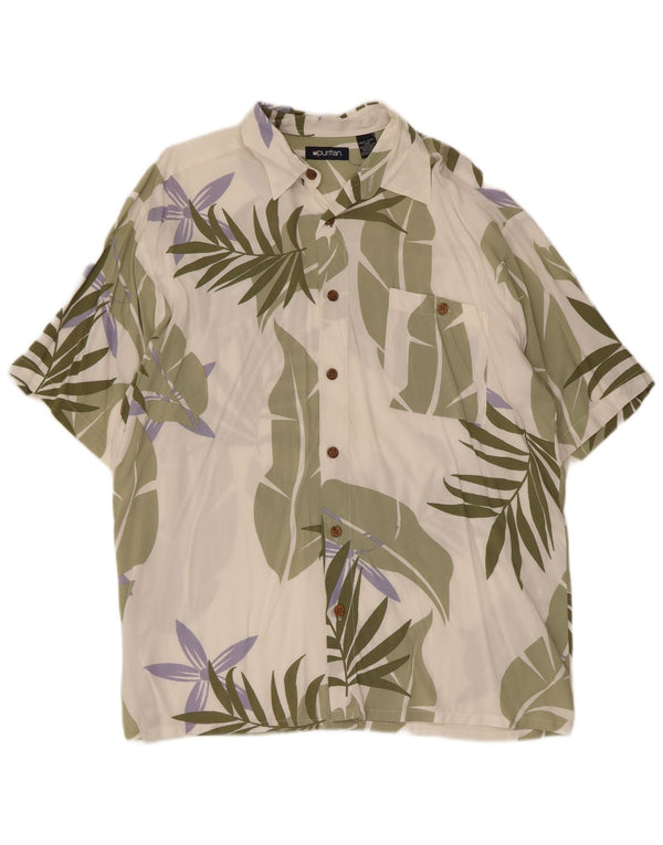 Puritan Mens Chemise à manches courtes Taille 42/44 Grand Vert Floral Hawaïen