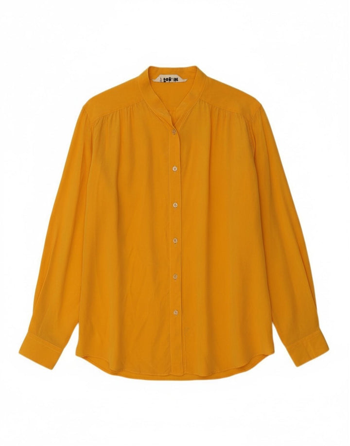 BAGUTTA Womens Shirt Blouse IT 44 Medium Yellow Silk