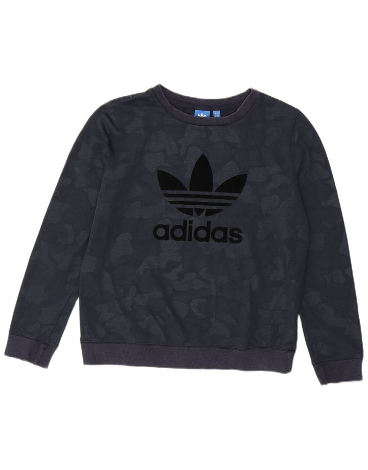 Adidas Sweat-shirt graphique pour femme UK 12 Medium Bleu marine Camouflage