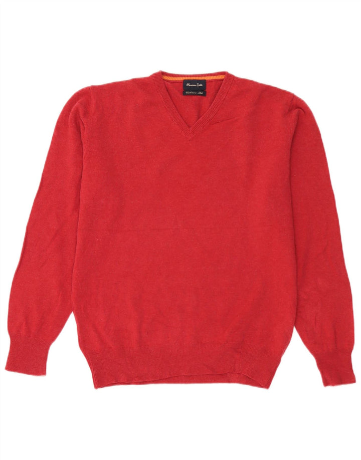 Massimo Dutti Pull Col V Homme Laine Rouge Moyen
