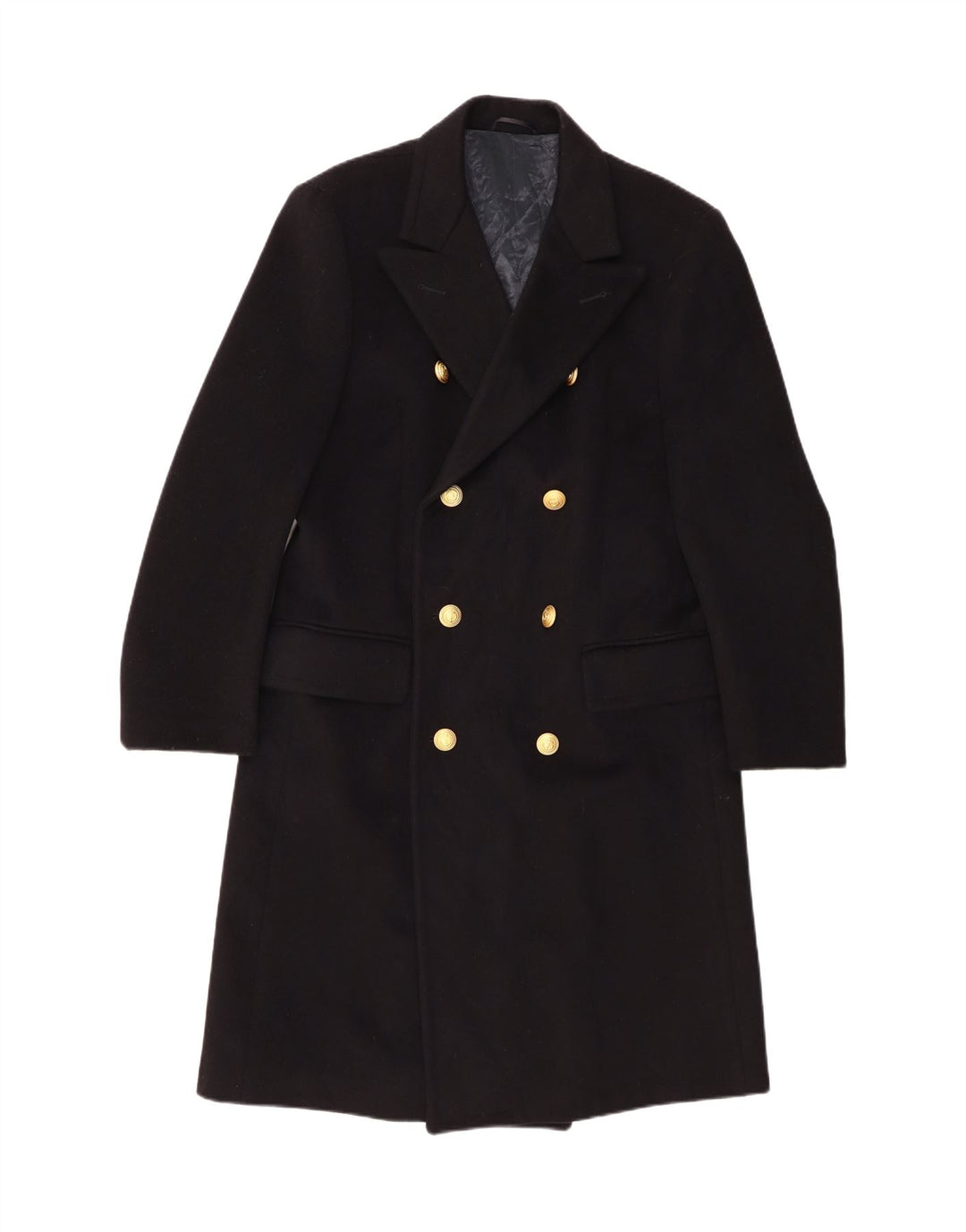 vintage Femmes Double Breasted Manteau IT 52 2XL Noir Classique