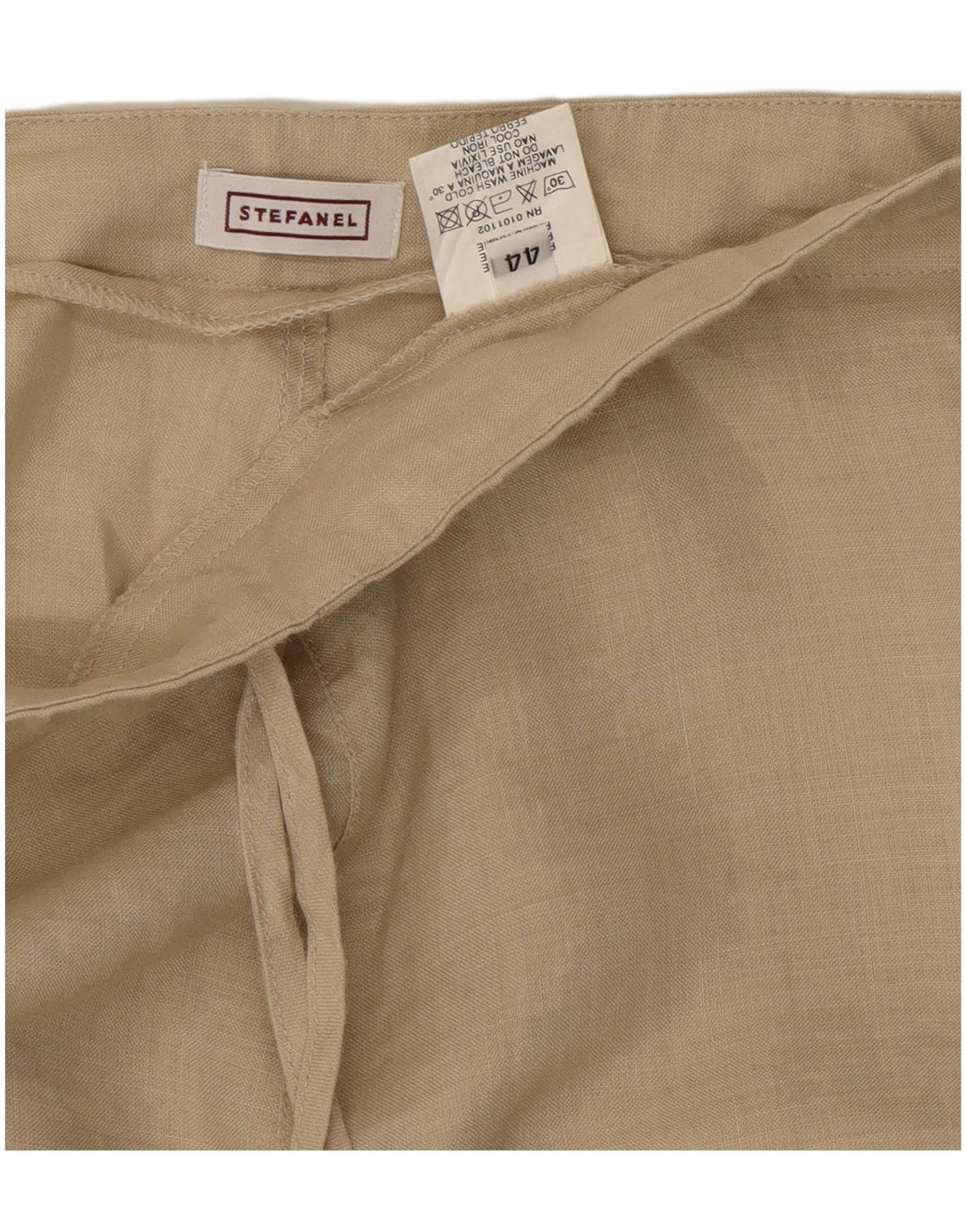 Stefanel Pantalon décontracté à jambe large pour femme IT 44 Medium W30 L29 Beige Ramie