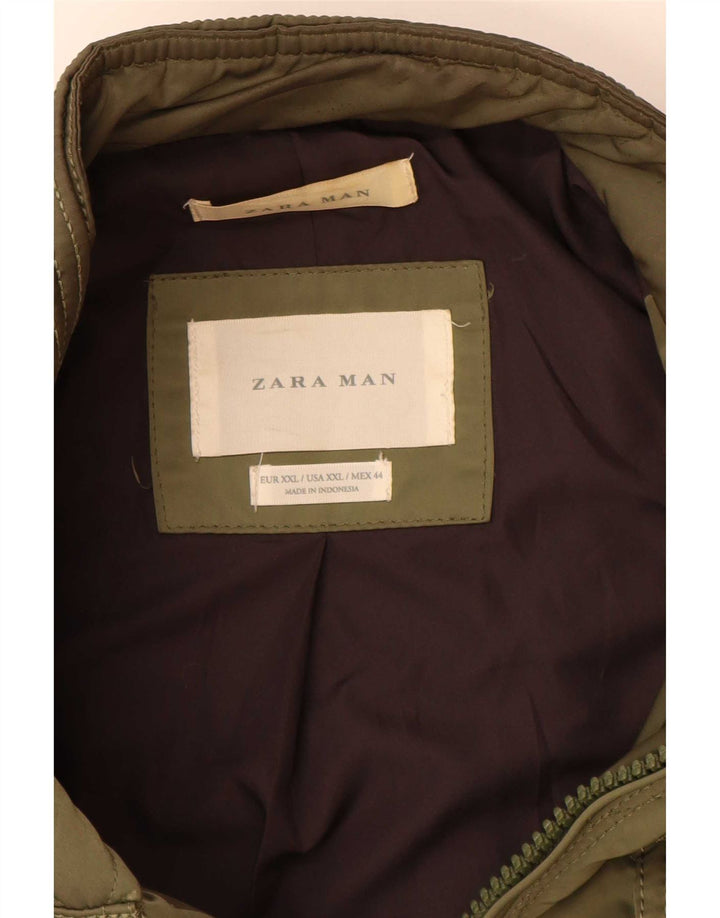 Zara Veste matelassée pour homme UK 44 2XL Kaki Polyester