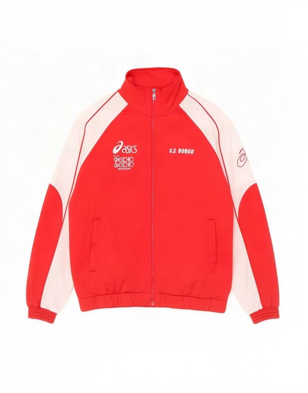 Asics Veste de Survêtement Graphique Homme Rouge Moyen Polyester Colorblock