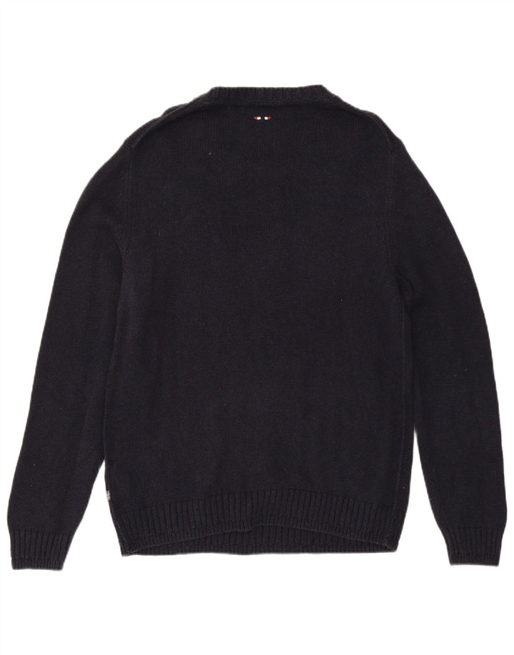 NAPAPIJRI Pull graphique à col rond pour homme, grand, bleu marine, en coton