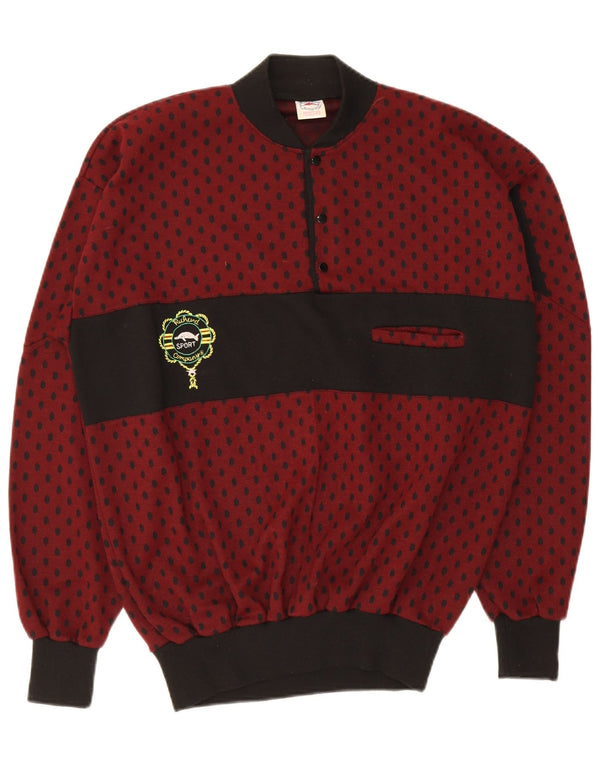 vintage Mens Crew Neck Jumper Pull UK 46 2XL Maroon Spotted