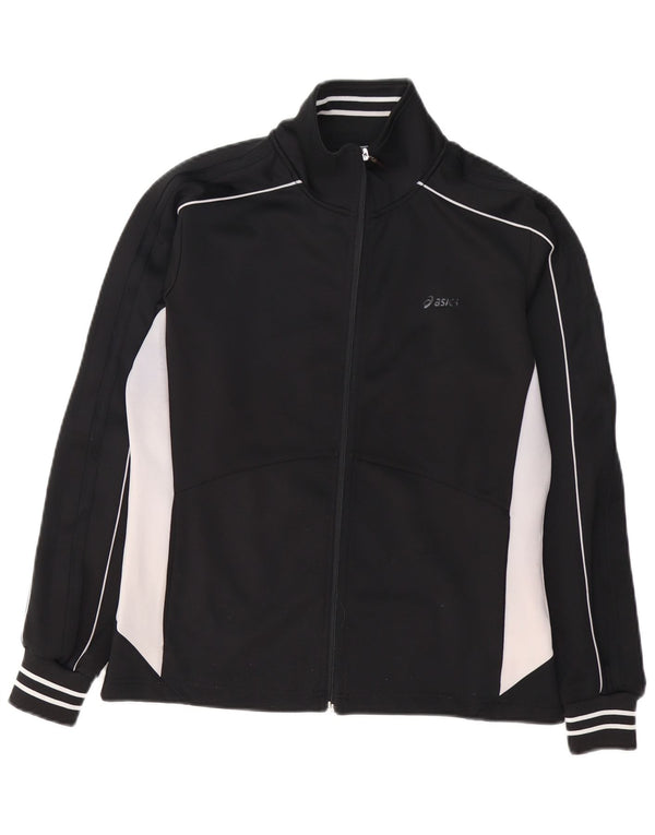Asics Veste de survêtement pour femme UK 14 Medium Noir Colourblock Polyester