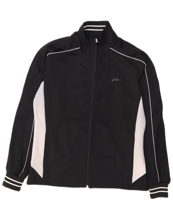 Asics Veste de survêtement pour femme UK 14 Medium Noir Colourblock Polyester