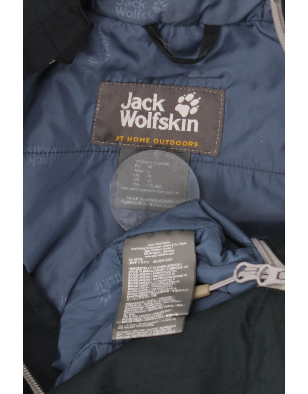 JACK WOLFSKIN Veste coupe-vent à capuche pour femme UK 12 Bleu marine moyen