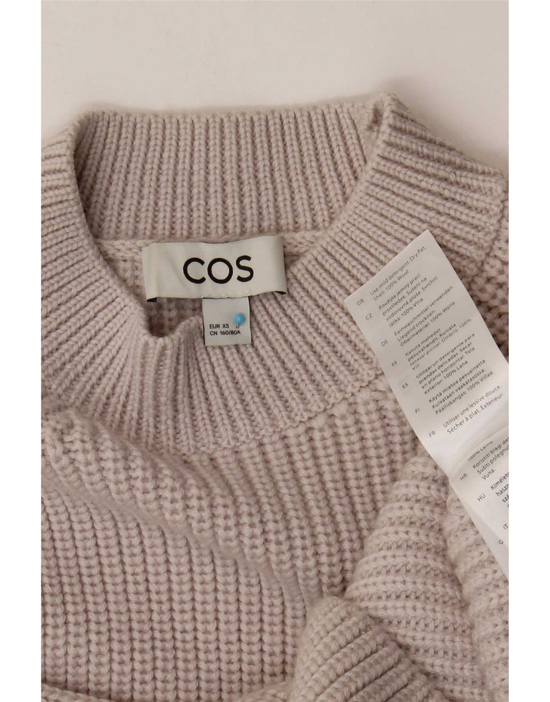 Cos Pull à col roulé pour femme UK 6 XS Gris Laine