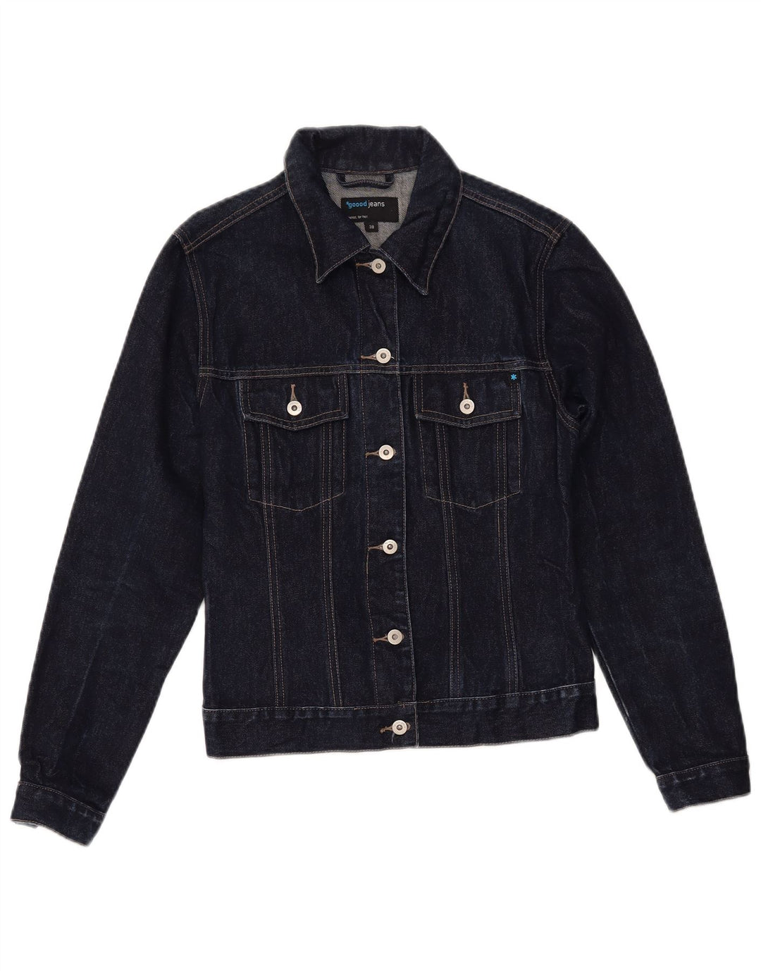 VINTAGE Veste en denim femme EU 38 Coton bleu marine moyen