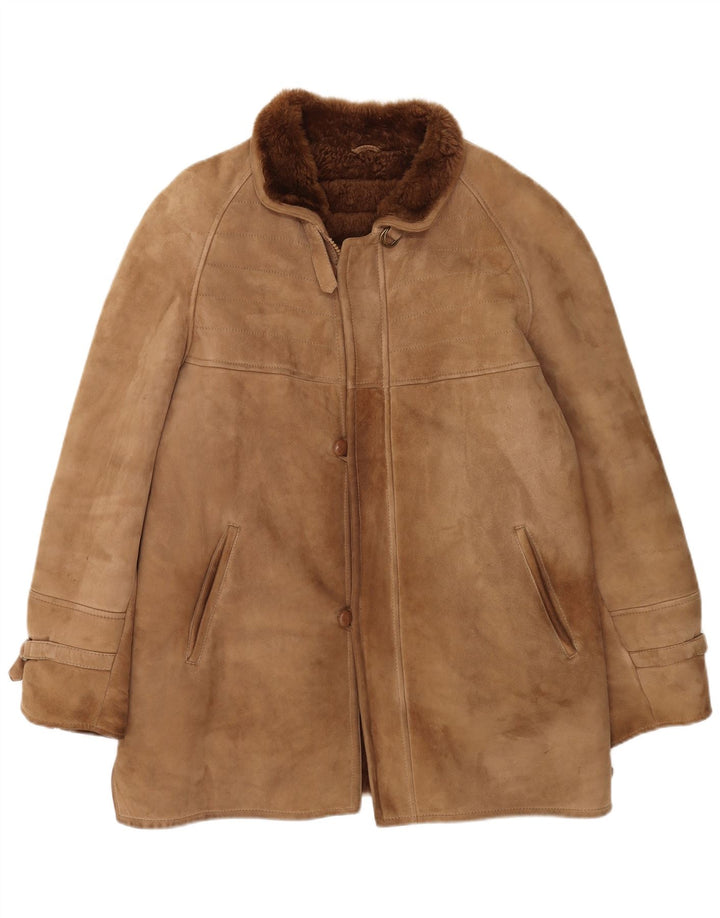 veste en peau de mouton vintage pour homme IT 48 Cuir marron moyen