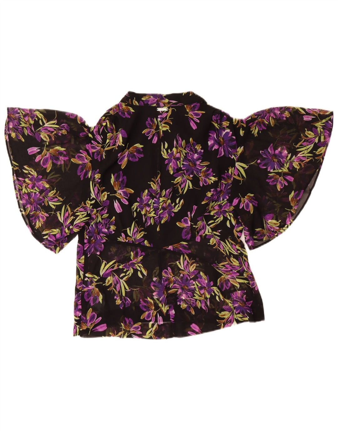 Guess Femme Chemisier Chauve-Souris Top UK 8 Petit Noir Floral Polyester