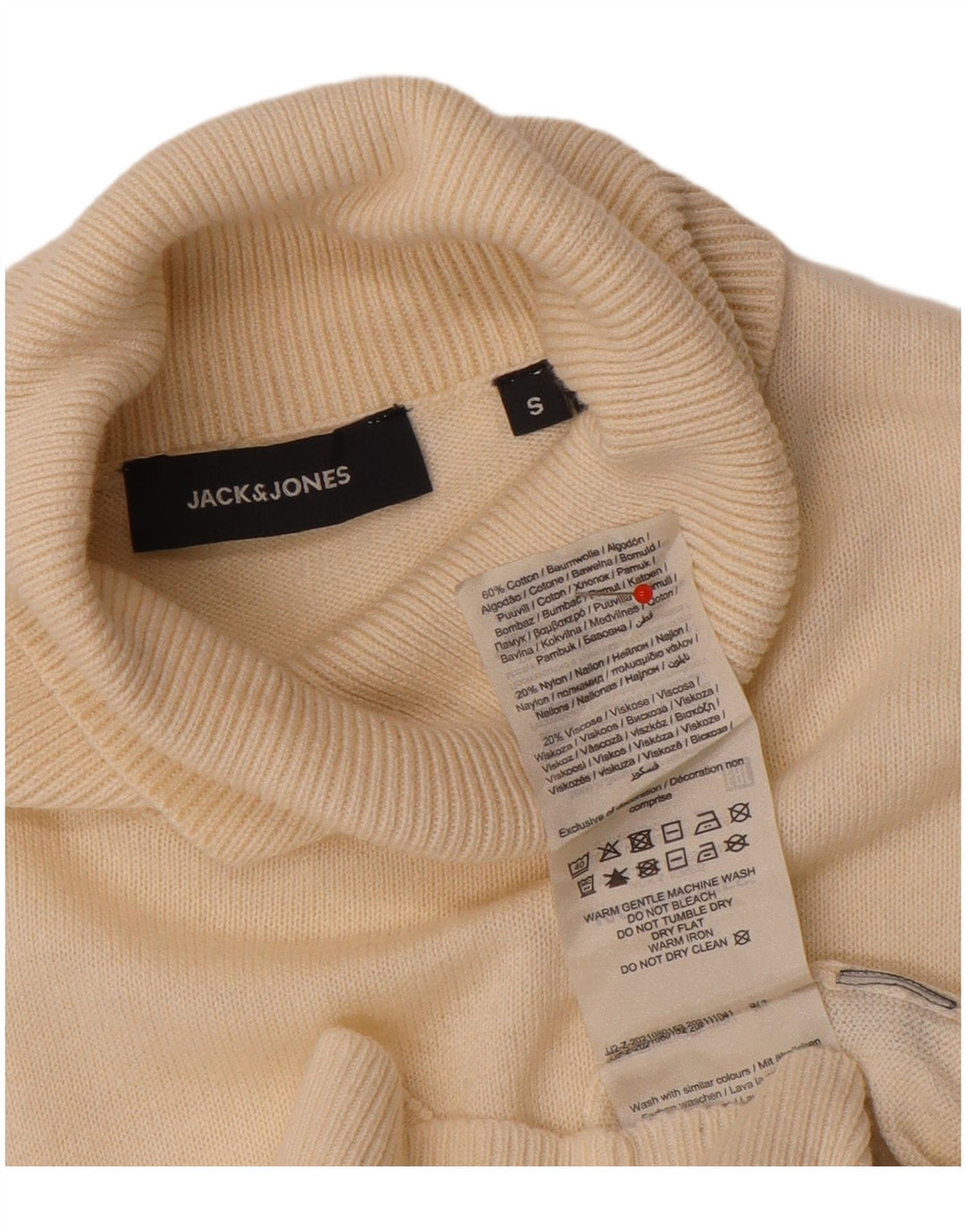 Jack & Jones Pull Col Roulé Homme Petit Blanc Cassé Coton