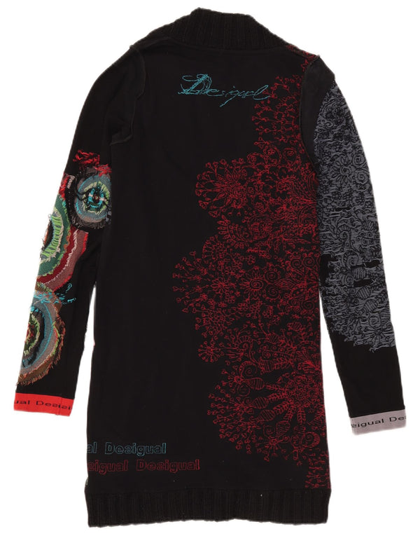 Desigual Robe pull graphique à manches longues pour femme UK 12 Medium Noir Floral