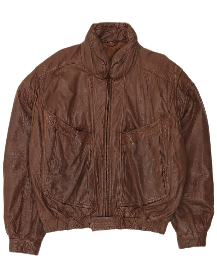 Veste en cuir homme vintage UK 44 2XL Cuir marron