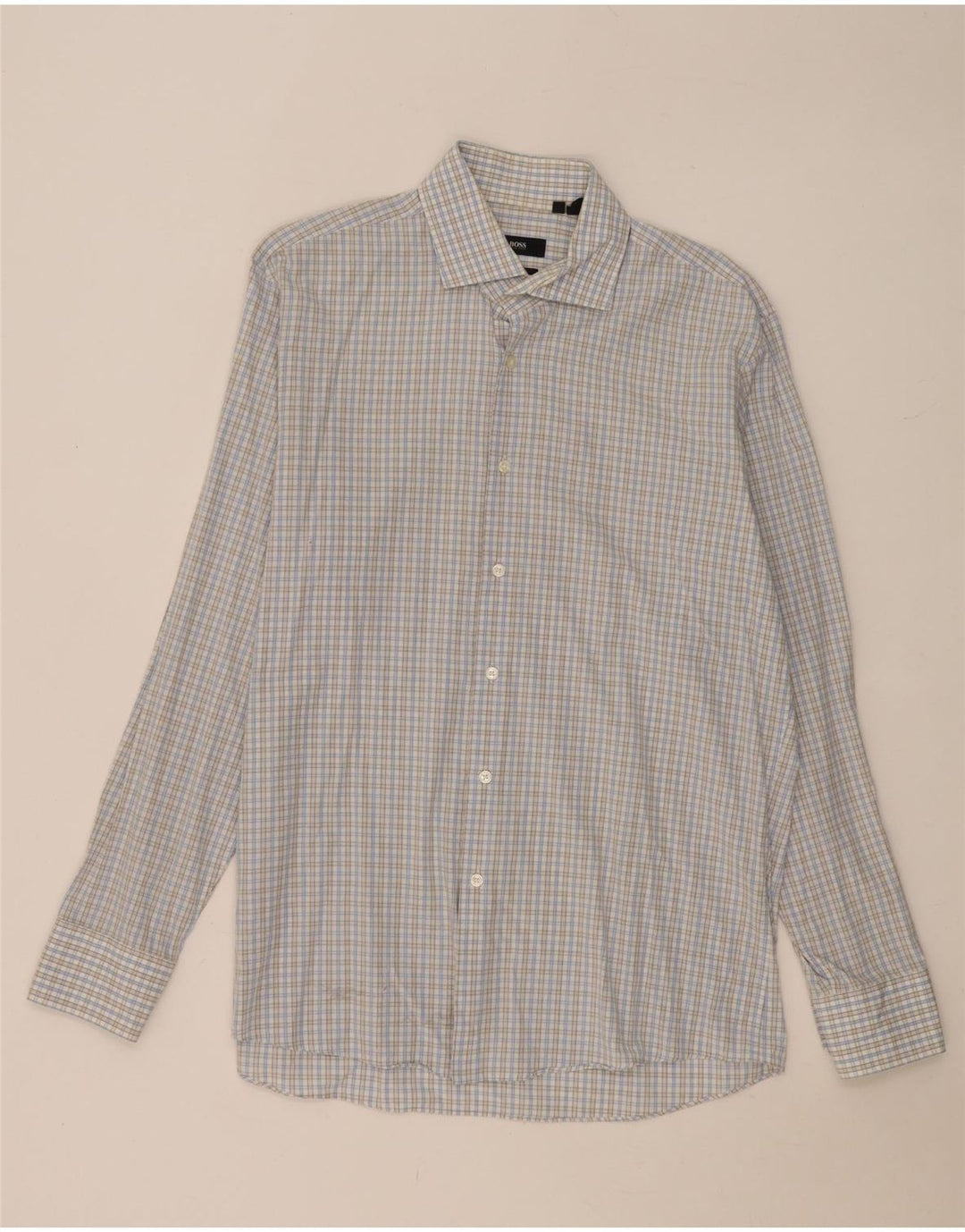 Hugo Boss Chemise coupe régulière pour homme Taille 16 1/2 Grand coton vichy bleu