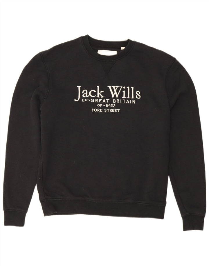 Jack Wills Sweat-shirt graphique pour homme en coton noir Taille S