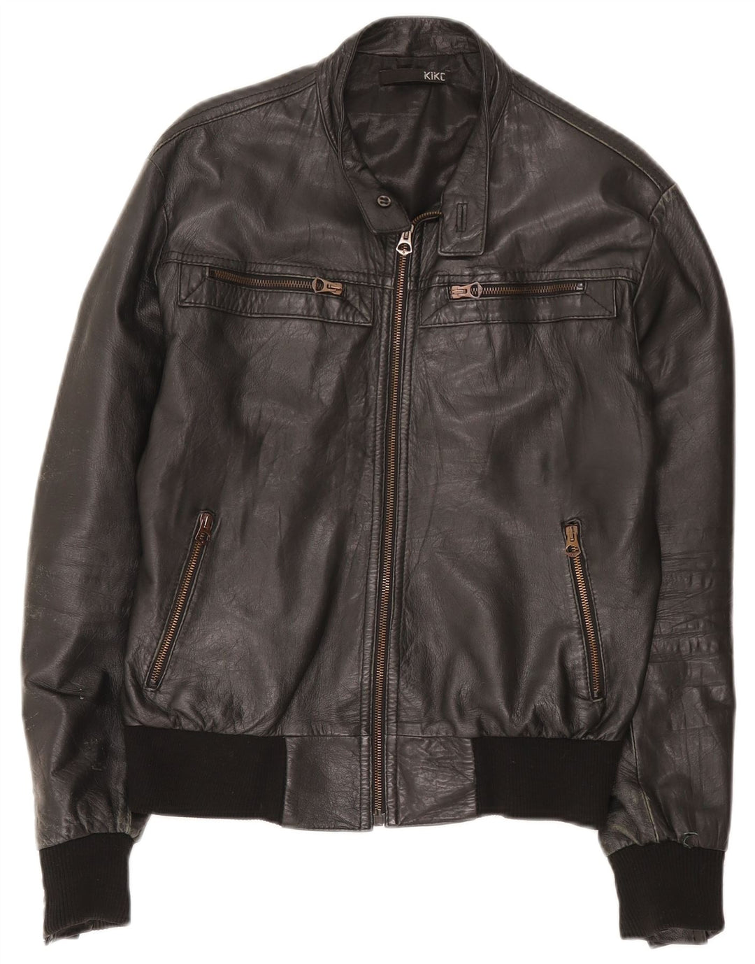 Kikc Veste en cuir pour homme UK 38 Medium Noir