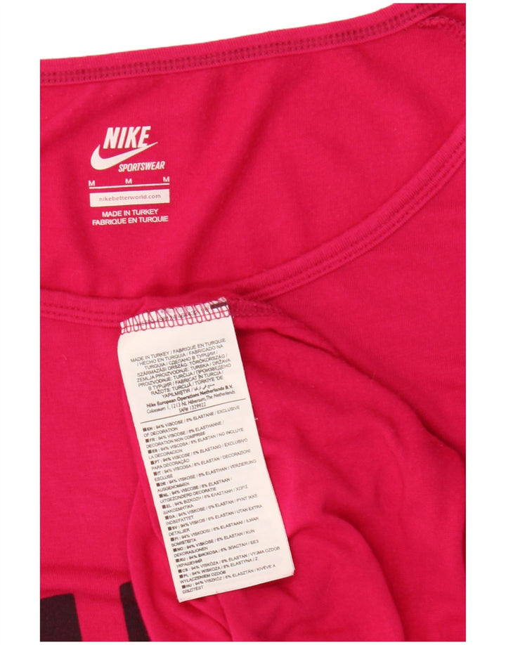 Nike Haut graphique à manches longues pour femme UK 14 Viscose rose moyen