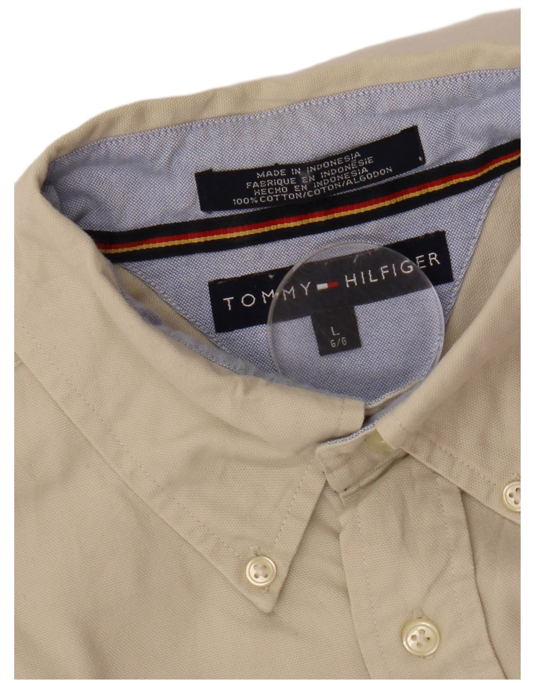 TOMMY HILFIGER Chemise Homme Large Blanc Cassé Coton