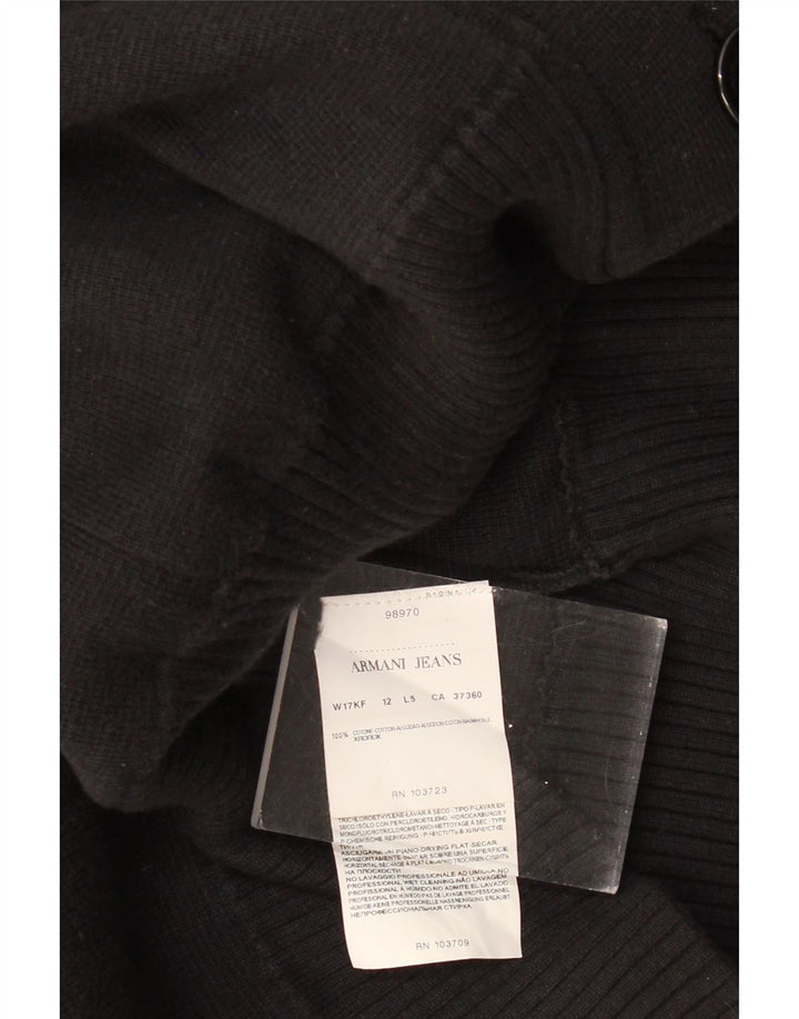 ARMANI JEANS Pull Cardigan Femme UK 12 Coton Noir Moyen