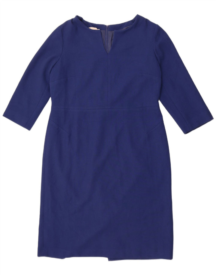 Hobbs Robe fourreau à manches 3/4 pour femme UK 16 Large Bleu Polyester