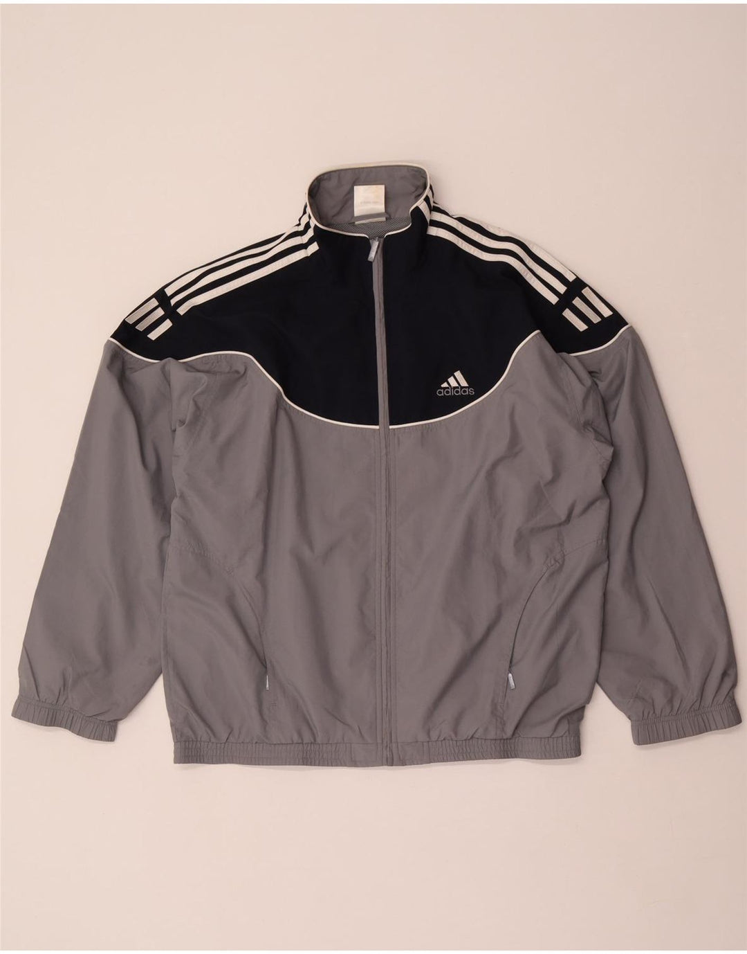 Adidas Veste de survêtement pour homme UK 38/40 Gris moyen Colourblock Polyester