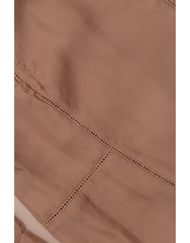 JIGSAW Chemisier à manches 3/4 pour femme UK 10 Petite soie beige