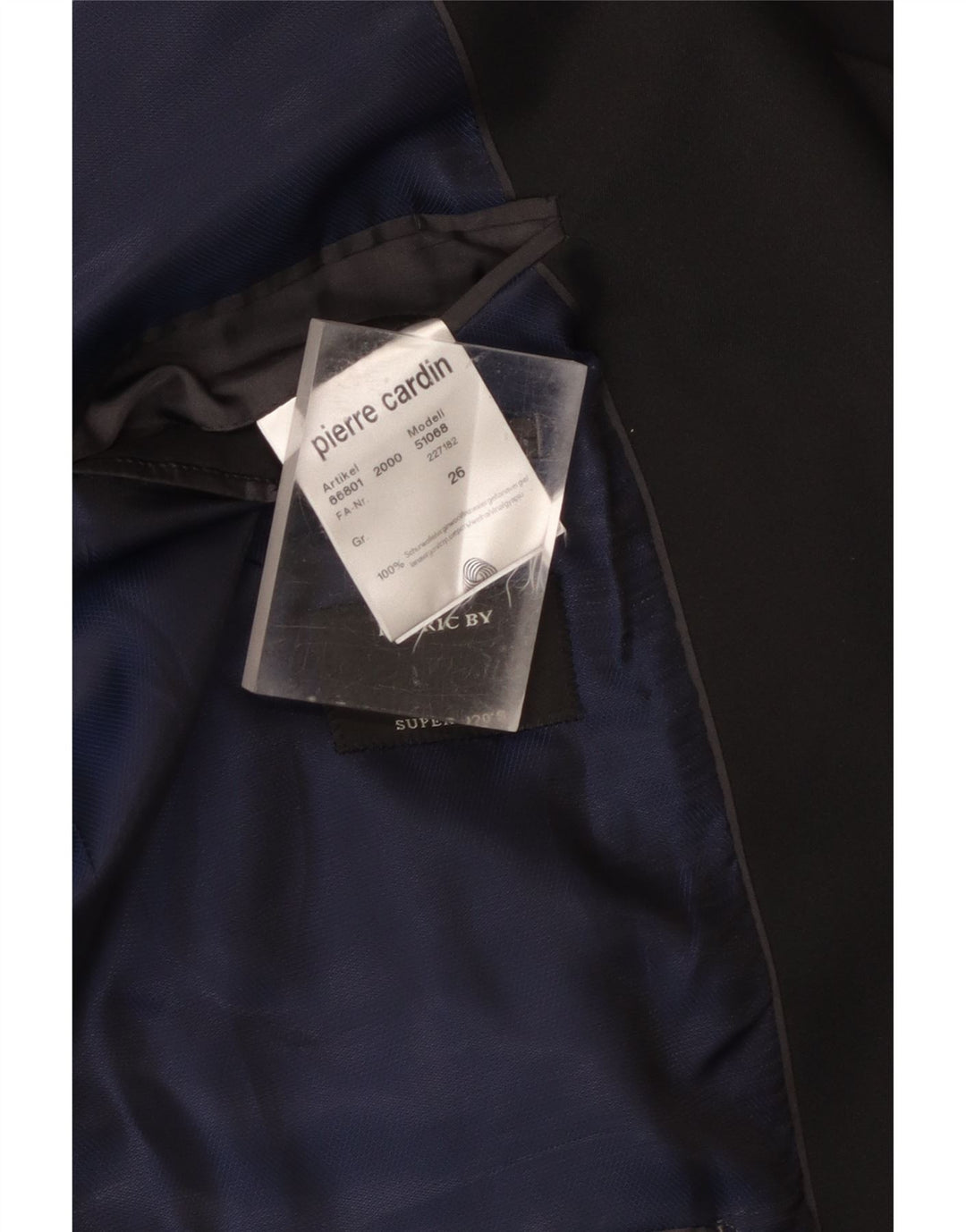 Pierre Cardin Veste Blazer 1 Bouton Homme UK 40 Grande Laine Vierge Noire