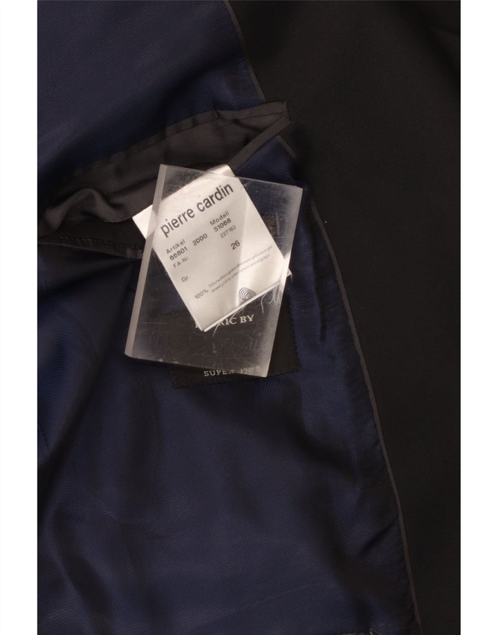 Pierre Cardin Veste Blazer 1 Bouton Homme UK 40 Grande Laine Vierge Noire