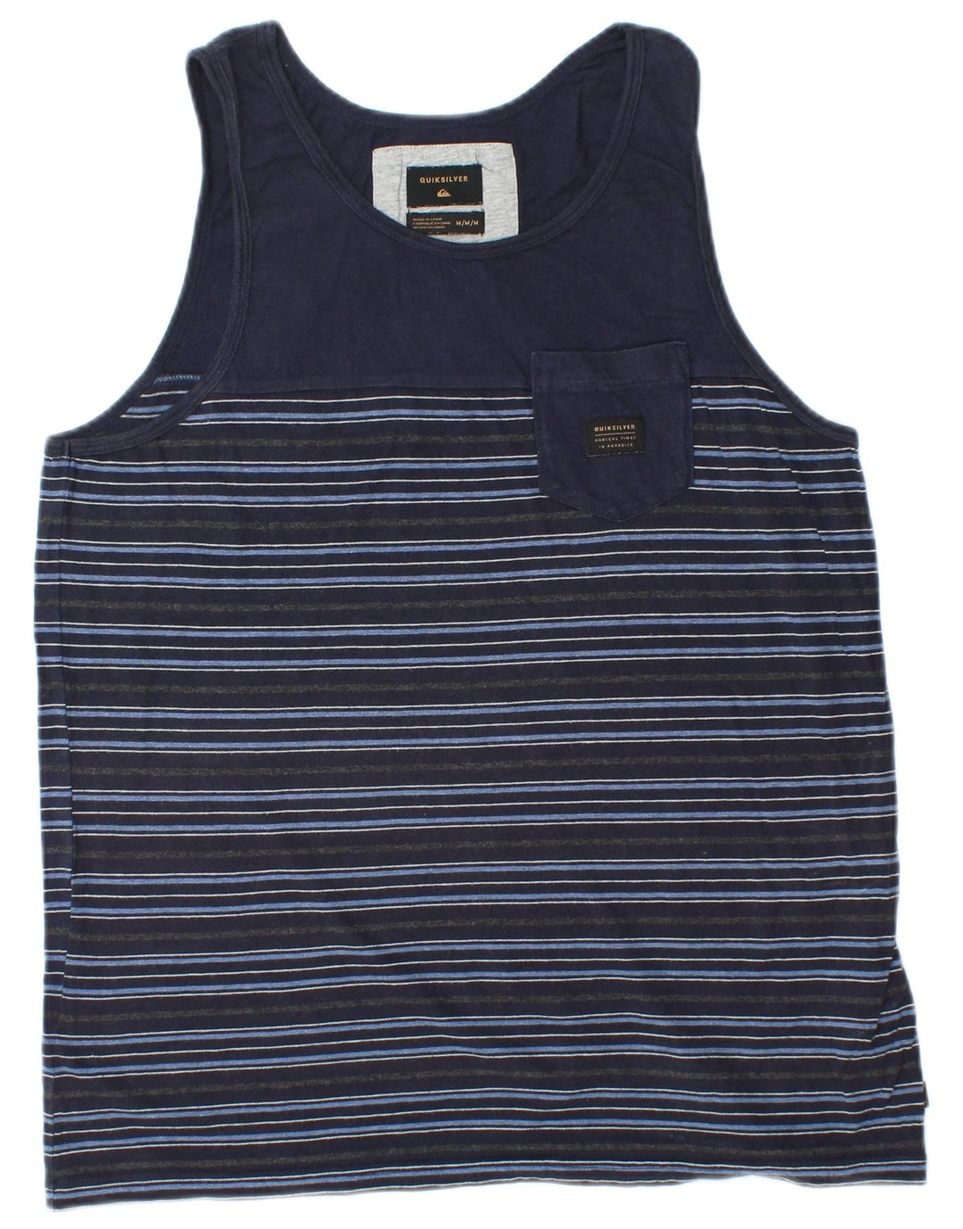 QUIKSILVER Débardeur Homme Bleu Marine Moyen Rayé Coton