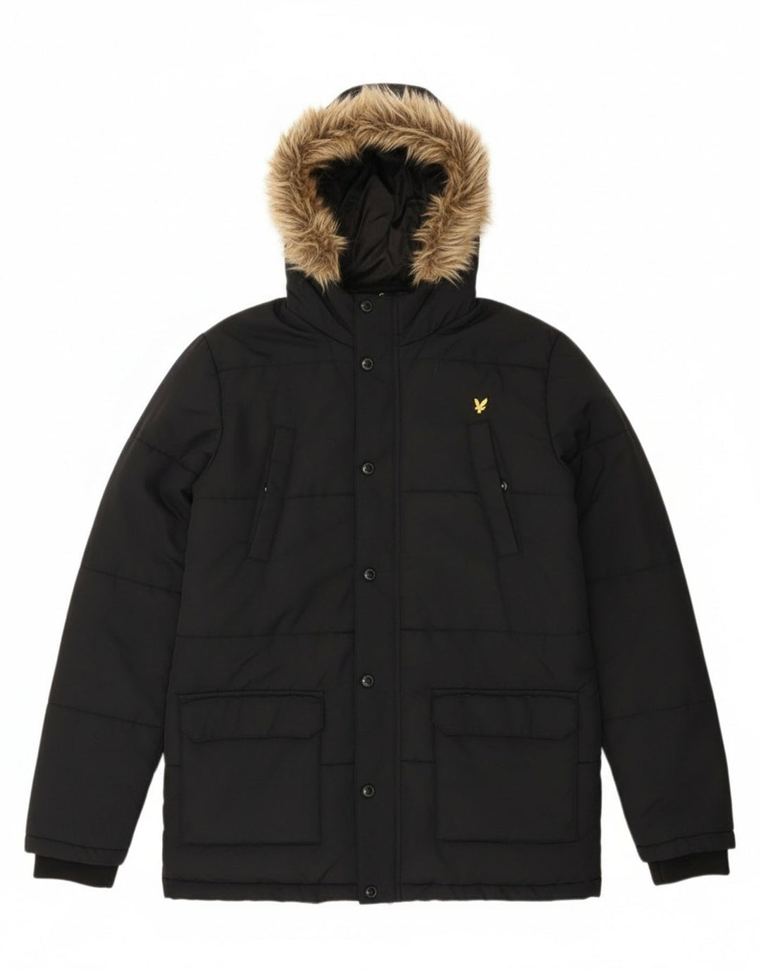 Lyle & Scott Veste matelassée à capuche garçon 14-15 ans Noir Polyamide