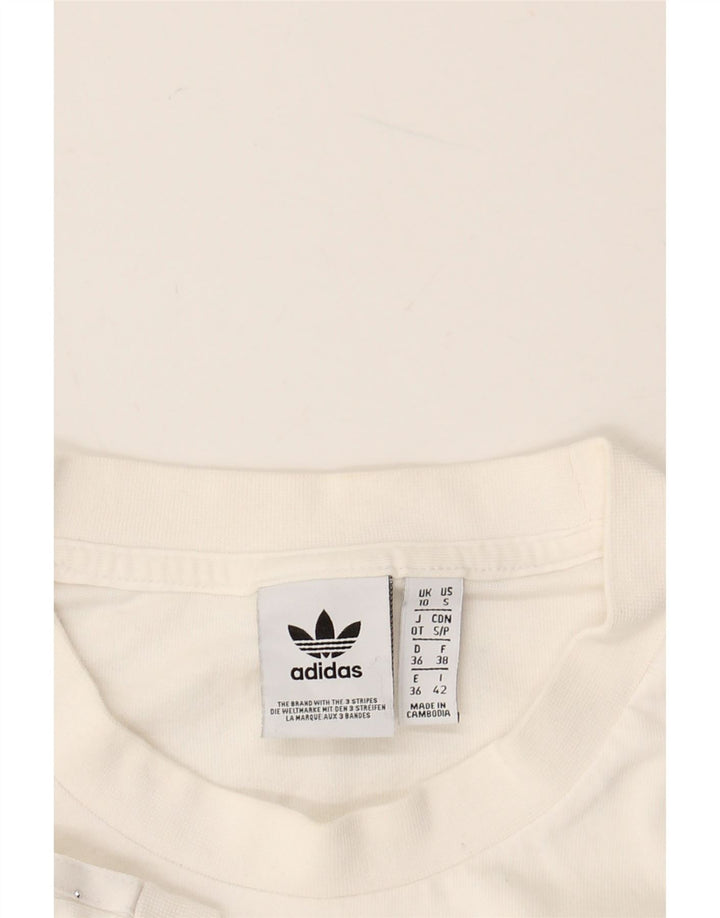 ADIDAS T-Shirt Femme UK 10 Petit Blanc