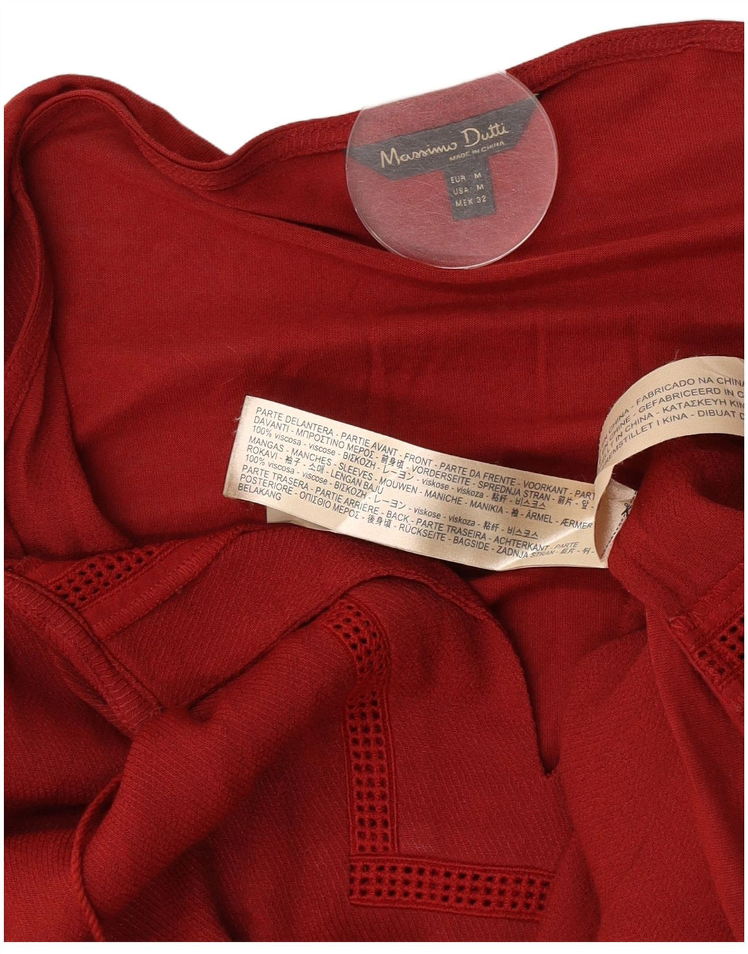 Massimo Dutti Tunique à manches 3/4 pour femme UK 14 Viscose bordeaux moyen