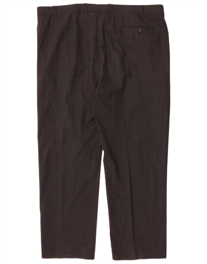 Marks & Spencer Pantalon de costume droit pour homme W44 L31 Gris à carreaux Polyester