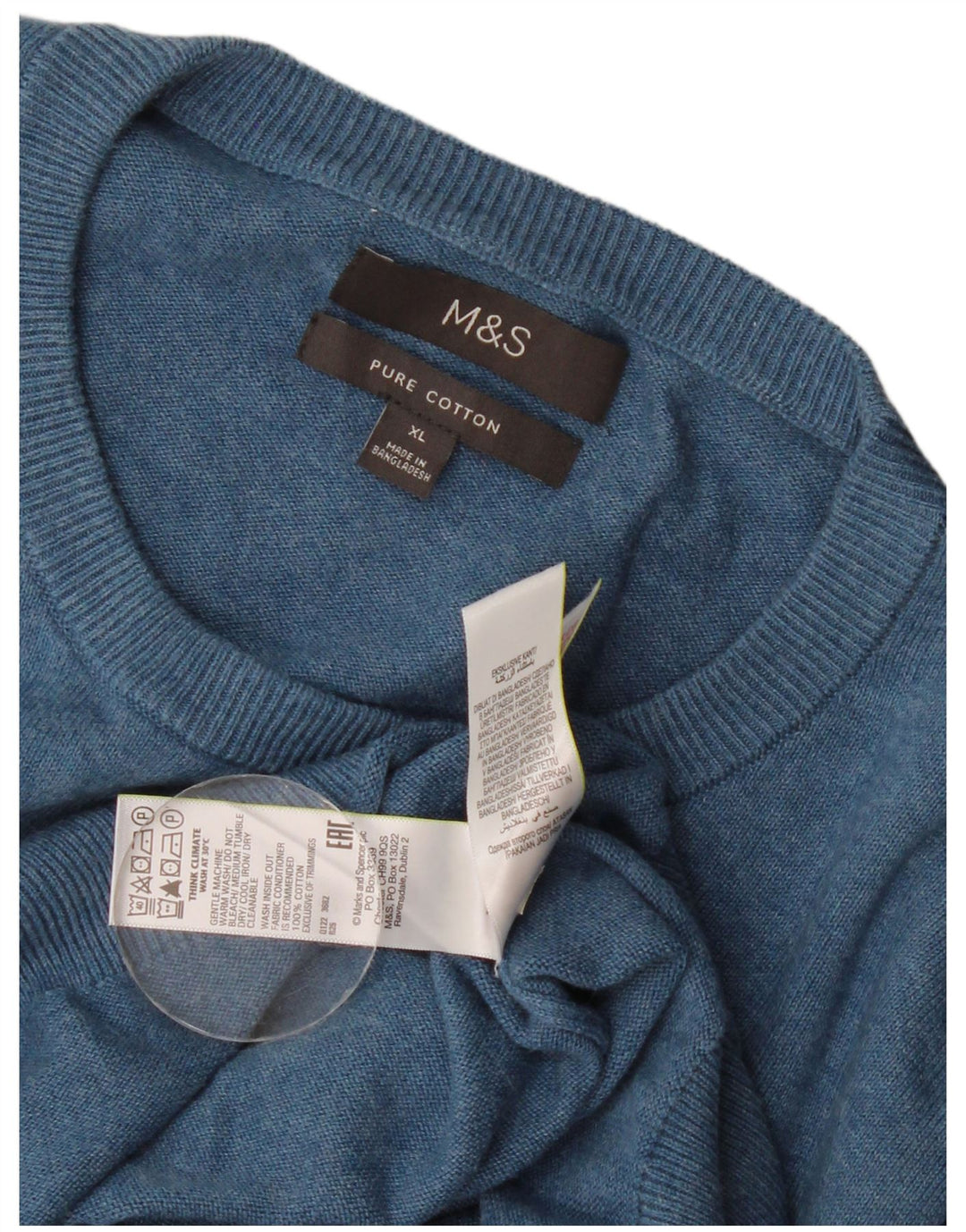 Marks & Spencer Pull à col rond pour homme XL en coton bleu