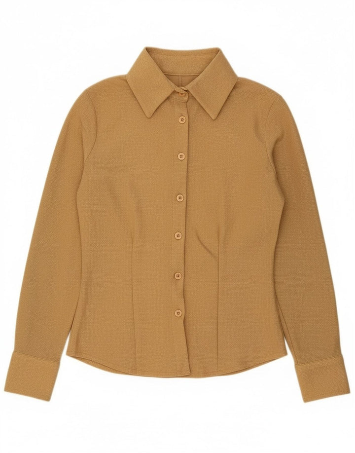 chemise femme vintage UK 10 Petit polyester doré