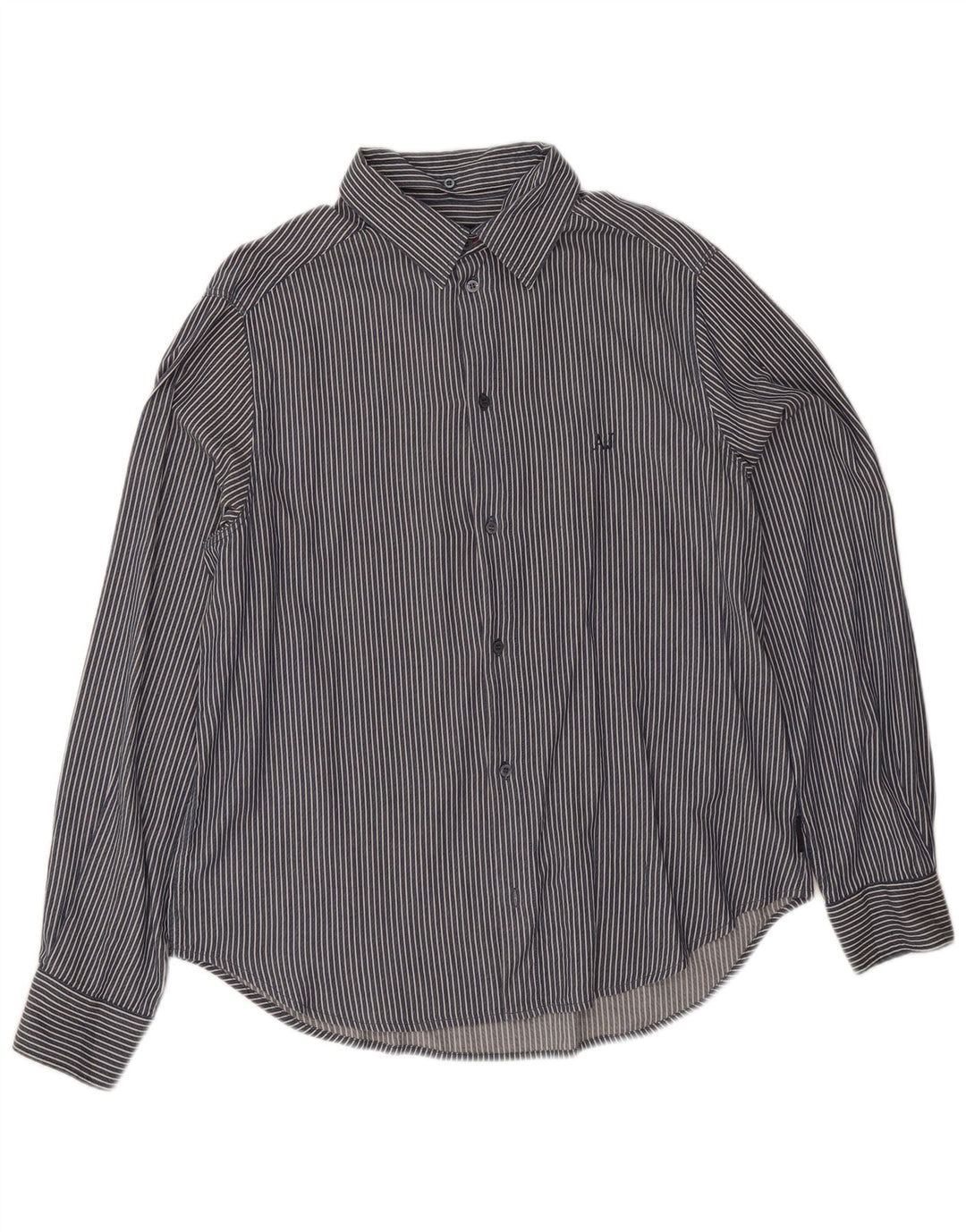 Armani Jeans Chemise homme 3XL coton à fines rayures bleu marine