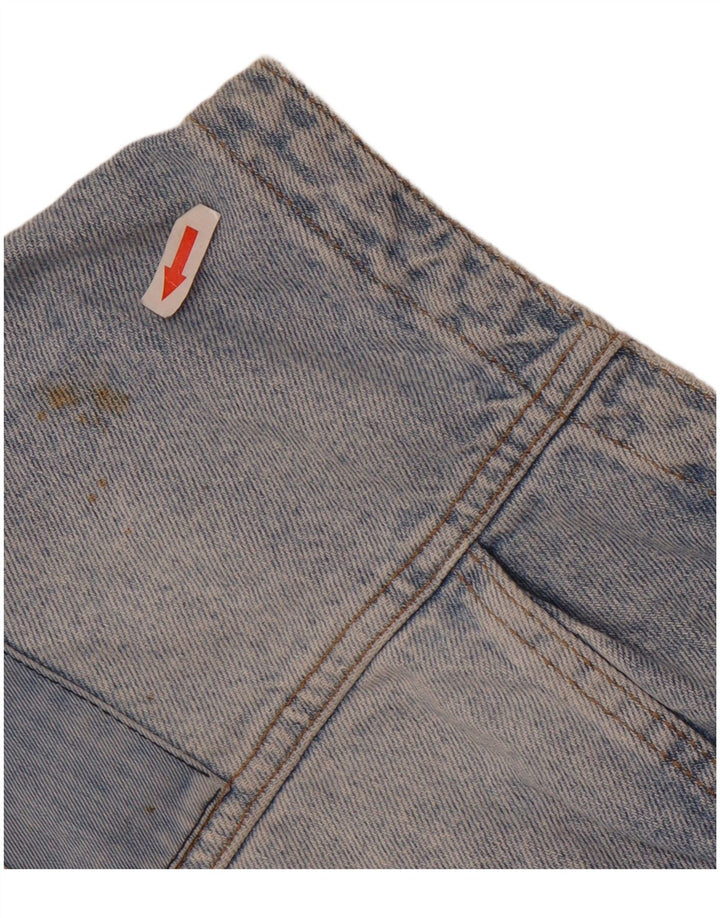vintage Mens Graphic Denim Gilet UK 40 Grand Bleu Patchwork Coton