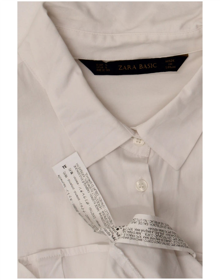 Chemise Femme Zara UK 14 Large Coton Blanc