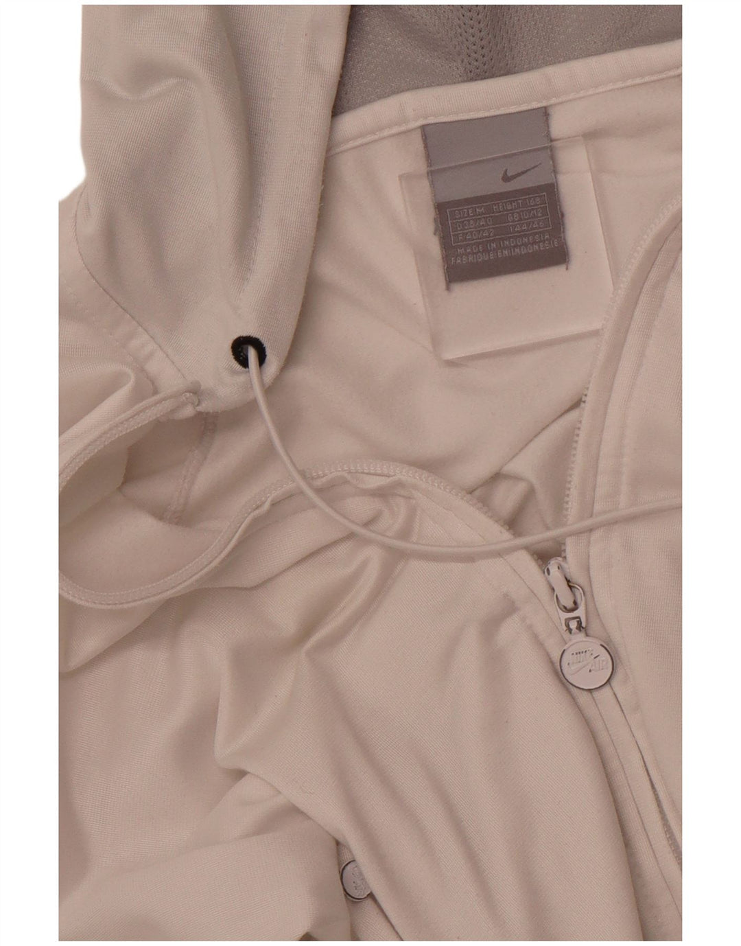 NIKE Pull à capuche zippé pour femme UK 10/12 Blanc moyen