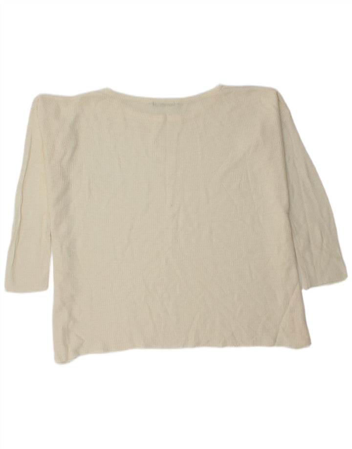 Zara Pull surdimensionné à col bateau pour femme UK 14 Medium Off White