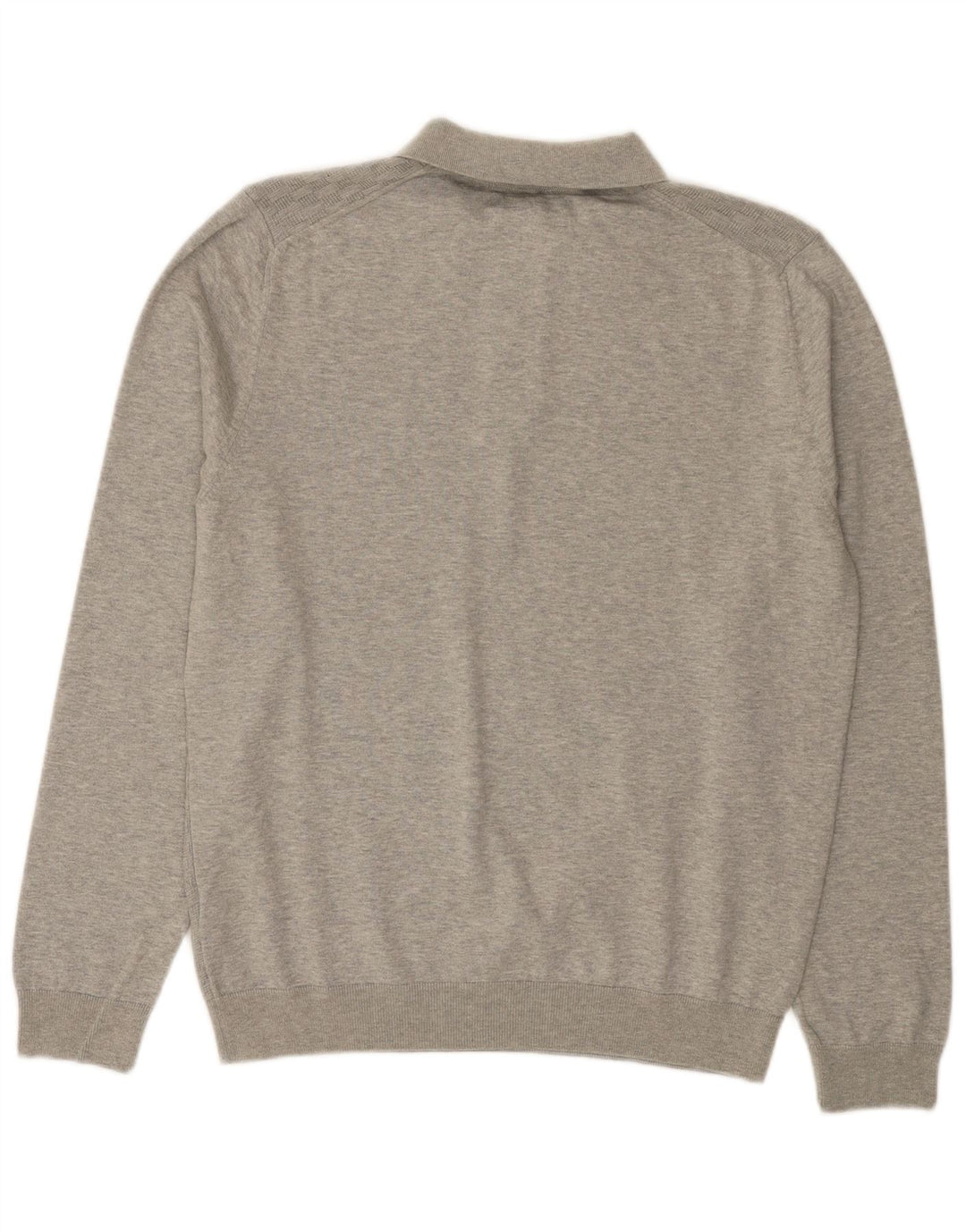 Marks & Spencer Pull Col Polo Homme Gris Moyen Coton Géométrique