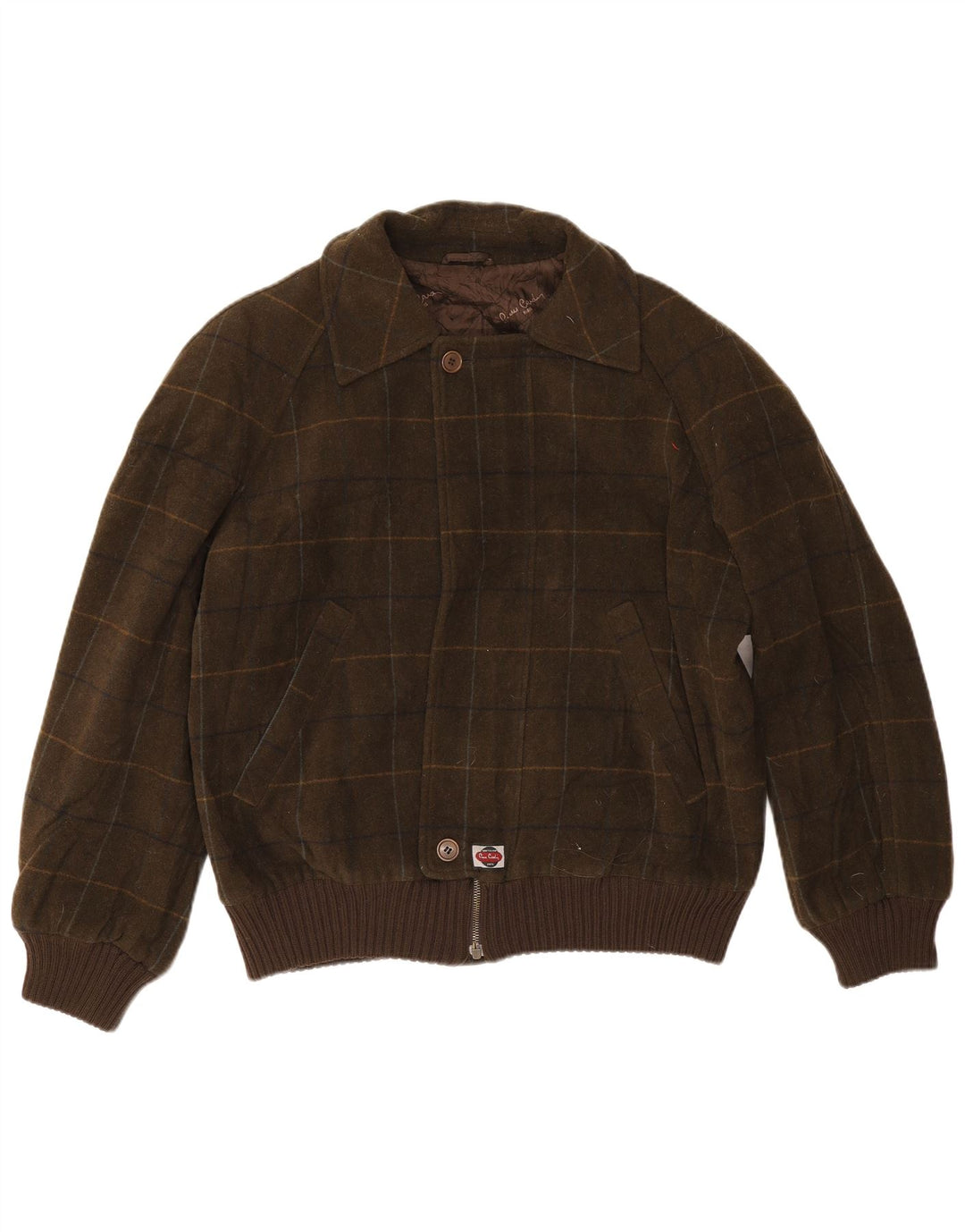 Pierre Cardin Veste Bomber Homme UK 42 XL Kaki Carreaux