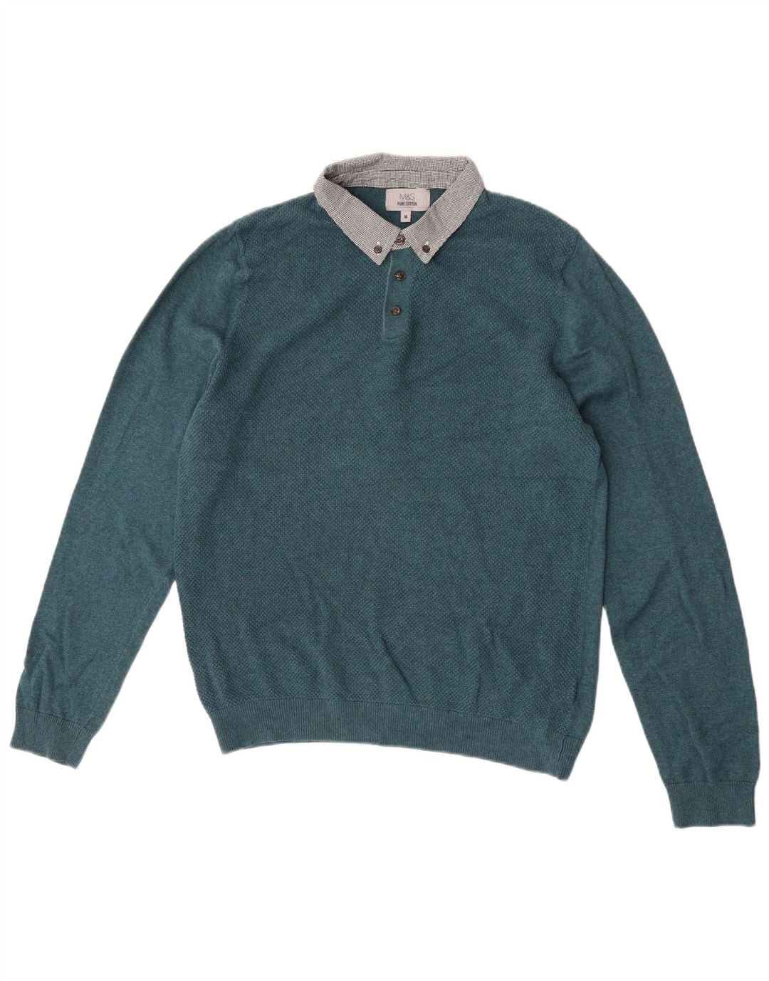 Marks & Spencer Pull Col Polo Homme Vert Moyen Colourblock