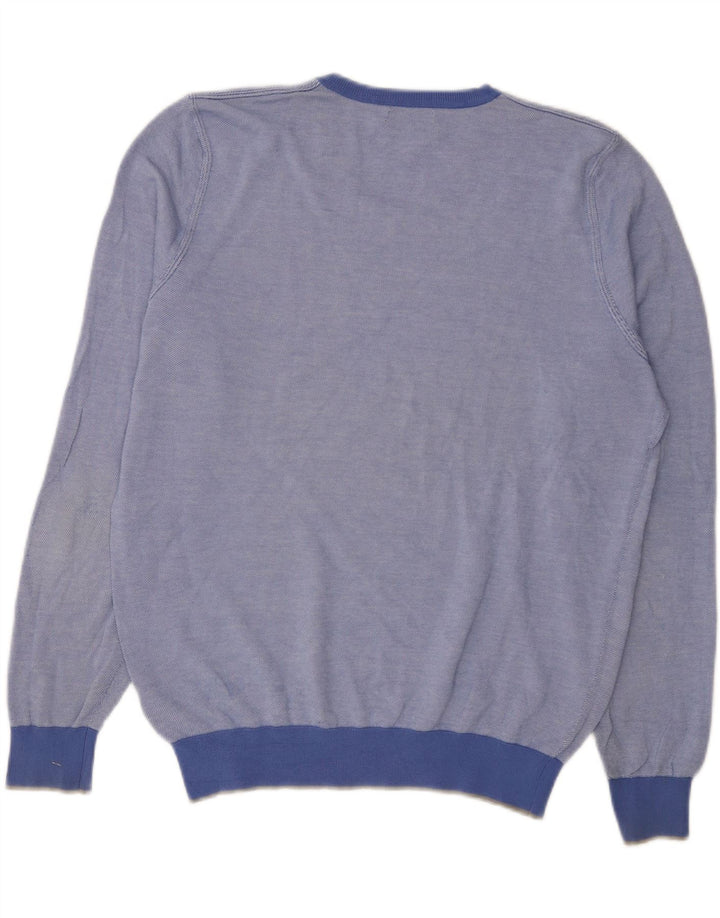 Massimo Dutti Pull col V pour homme en coton bleu Taille L