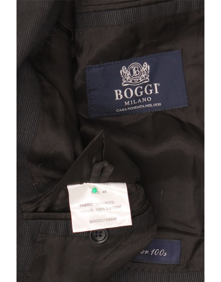 Boggi Veste blazer à 3 boutons pour homme IT 48 en laine à fines rayures noires moyennes