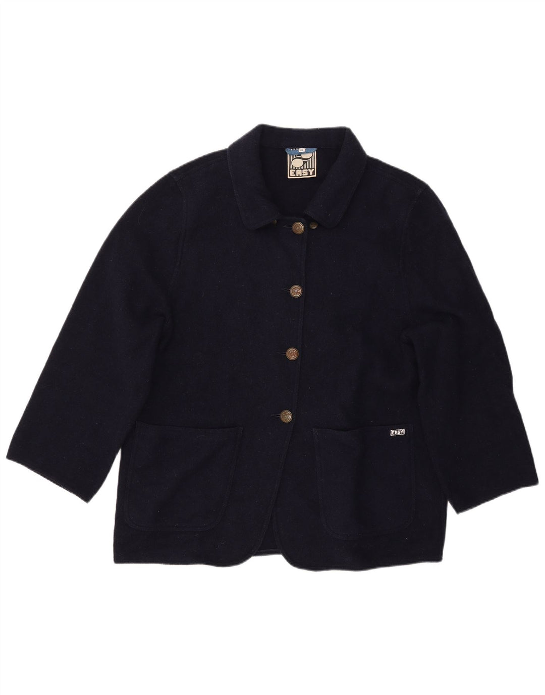 EASY Veste blazer à manches 3/4 et 4 boutons pour femme IT 46 Large Bleu marine